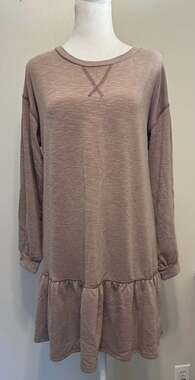 Beige Long Sleeve Swing Dress By GILLI Size M